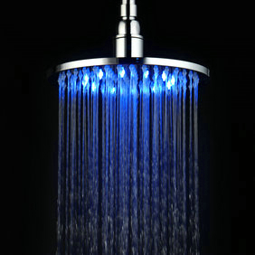 Contemporary 8 inch Stainless Steel Color Changing LED Light Shower Head RB08F - Click Image to Close