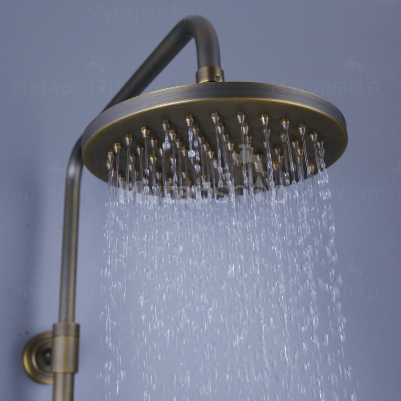 Traditional Antique Brass 8 inch Shower Head + Hand Shower Tub Shower Tap - SA008 - Click Image to Close