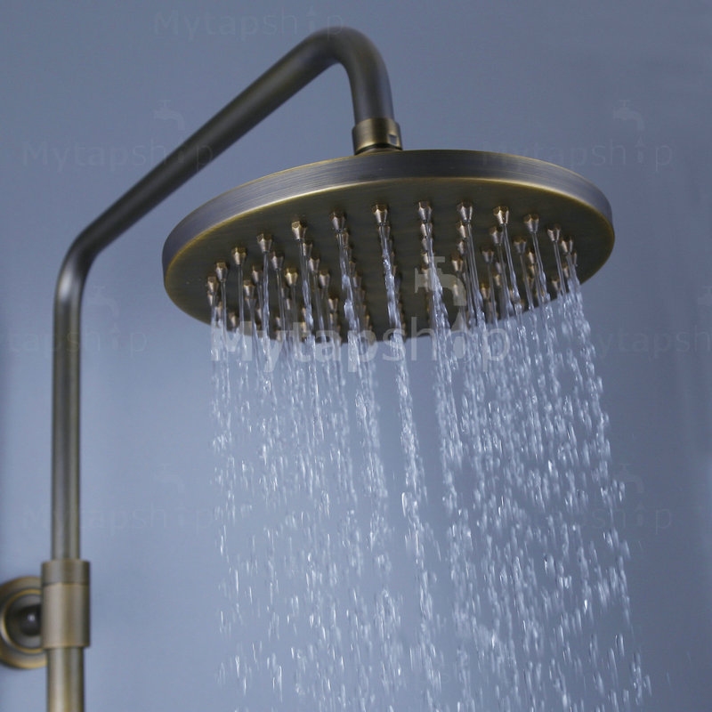 Traditional Antique Brass 8 inch Shower Head + Hand Shower Tub Shower Tap - SA008 - Click Image to Close