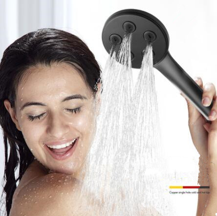 ABS Black Bathroom Hand Hold Shower Pressurized No Punching Shower Heads SH045 - Click Image to Close