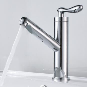 Bright Chrome Finished Pull Out Cold Water Only Bathroom Sink Tap T0123CS - Click Image to Close