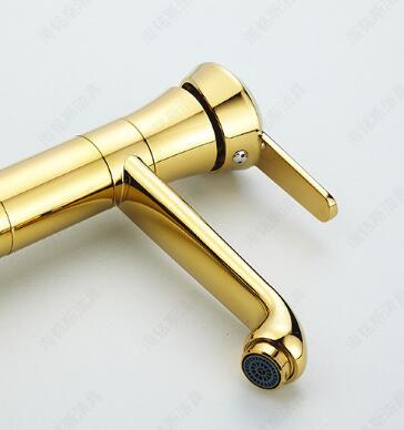 Antique Brass Golden Mixer Bathroom Sink Tap High Basin Tap T0125G - Click Image to Close