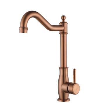 Antique Rose Gold Revolve Spout 304 Mixer Kitchen Sink Taps T0136RG - Click Image to Close