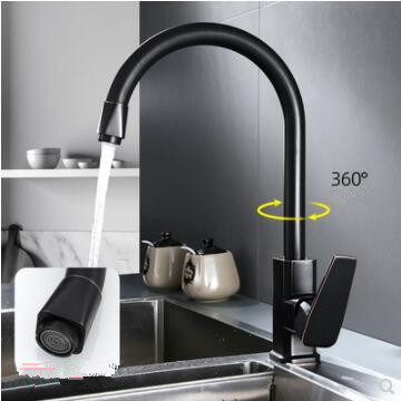 Antique Kitchen Tap Black Brass 360° Rotatable Mixer Kitchen Sink Tap T0138B - Click Image to Close