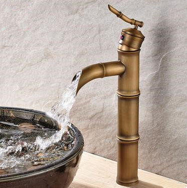 Antique New Designed Bamboo Brass Bathroom Sink Tap T0150F - Click Image to Close