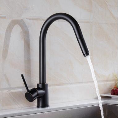 Pull Out Kitchen Tap Black Bronze Brass Mixer Water Kitchen Sink Tap T0171P