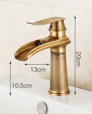 Antique Brass Basin Tap Waterfall Single Handle Mixer Bathroom Sink Tap T0177A