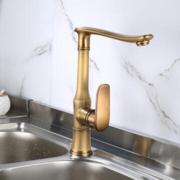 Antique Brass Kitchen Tap Revolve Spout Mixer Kitchen Sink Tap T0192A