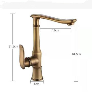 Antique Brass Kitchen Tap Revolve Spout Mixer Kitchen Sink Tap T0192A - Click Image to Close