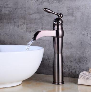 Antique Brass ORB finished Mixer Waterfall Bathroom Sink Tap High Verison T0195ORH