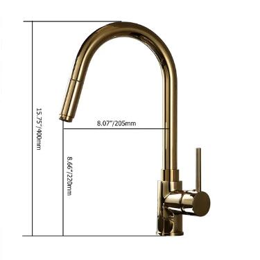 Luxury High-Arc Single Handle Solid Brass Gold Pull-out Spray Kitchen Tap T0238G
