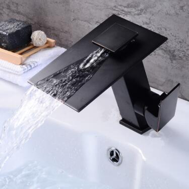 Antique Black Brass Single Handle Waterfall Mixer Bathroom Sink Tap T0278B - Click Image to Close