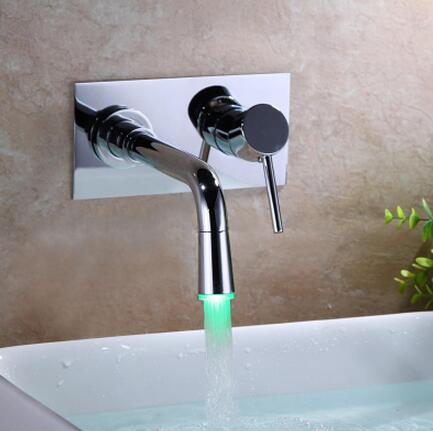 New Designed Concealed Installation LED Wall Mounted Bathroom Sink Tap T0288W - Click Image to Close