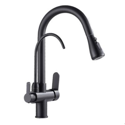 Black Bronze Brass Drinking Water Mixer Rotatable Pull Out Kitchen Sink Tap T0329