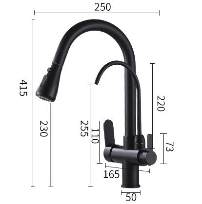 Black Bronze Brass Drinking Water Mixer Rotatable Pull Out Kitchen Sink Tap T0329