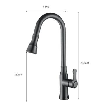 Brass Gun-Grey Finished 360° Rotatable Pull Out Mixer Kitchen Tap T0338G