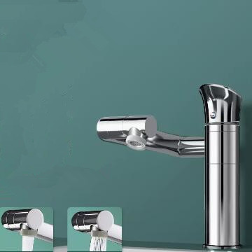 Brass Basin Tap Full Angle Rotatable Spout Chrome Finished Mixer Bathroom Sink Tap T0346C - Click Image to Close