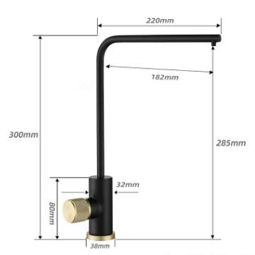 Black Brass Rotatable Kitchen Drinking Water Single Cold Three Way Kitchen Sink Tap T0348