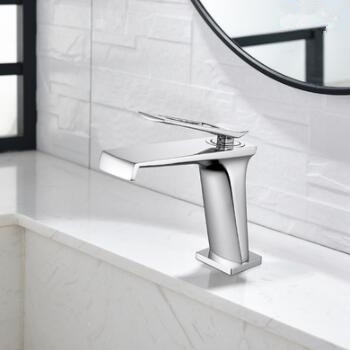 Brass Chrome Finished Basin Tap Waterfall Mixer Bathroom Sink Tap T0349C - Click Image to Close
