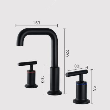 Antique Basin Tap Brass Matte Black Two Handles Mixer Bathroom Sink Tap T0398B - Click Image to Close