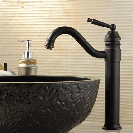 Traditional Style Black Bronze Brass Finish Countertop Bathroom Sink Tap T0404BH - Click Image to Close