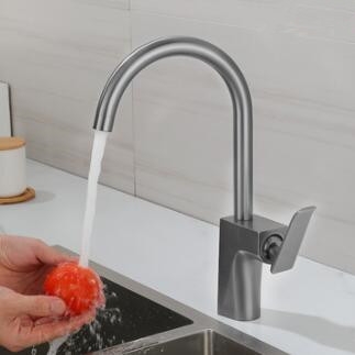 Gun Color Industrial Style Rotatable Spout Kitchen Mixer Sink Tap T0409R