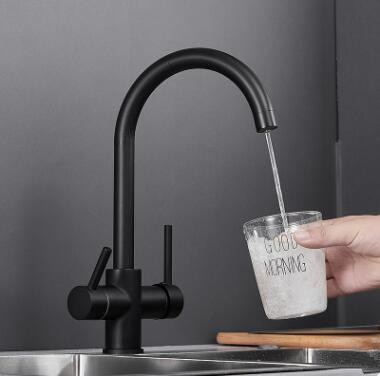 Antique Black Brass Three Way Drinking Water Kitchen Sink Tap T0414B