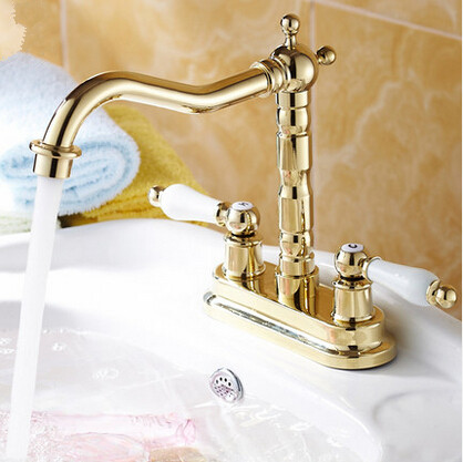 Ti-PVD Finish Widespread Bathroom Sink Tap T0455 - Click Image to Close