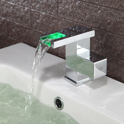 Contemporary Color Changing LED Bathroom Sink Tap - T0828F - Click Image to Close