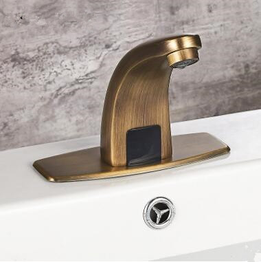 Antique Brass Automatic Taps Hand-free Mixer Bathroom Sink Tap T3080A - Click Image to Close