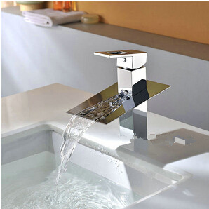 Contemporary Waterfall Chrome Single Handle Bathroom Sink Tap T8003M