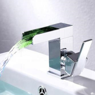 Contemporary Color Changing LED Waterfall Bathroom Sink Tap - T8005F - Click Image to Close