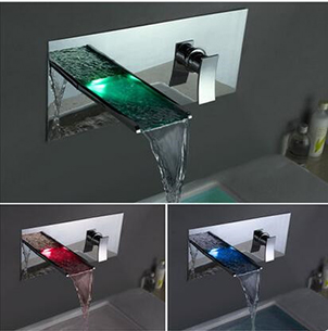 Contemporary Color Changing LED Waterfall Bathroom Sink Tap T8013 - Click Image to Close