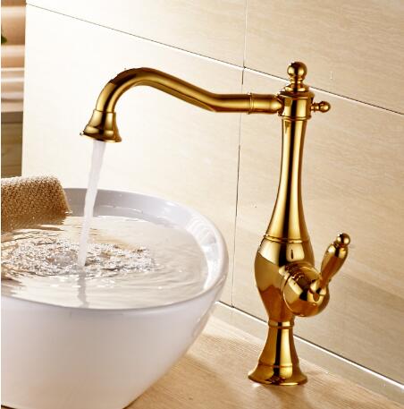 Antique Classic Golden Printed Bathroom Mixer Sink Tap TA015G - Click Image to Close