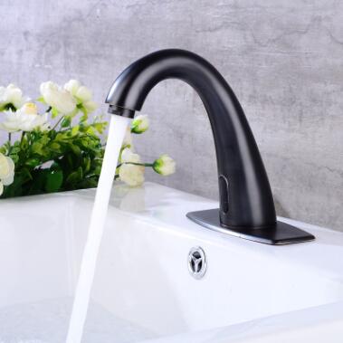 Antique Black Brass Automatic Taps Hand-free Mixer Water Bathroom Sink Tap TA0205B - Click Image to Close