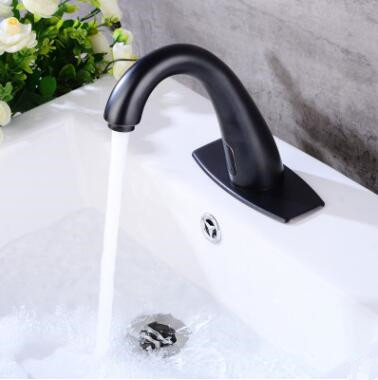 Antique Black Brass Automatic Taps Hand-free Mixer Water Bathroom Sink Tap TA0205B - Click Image to Close