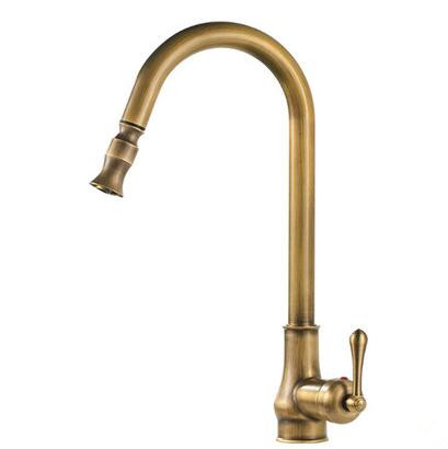 Antique Brass Rotatable Pull Out Single Handle Mixer Kitchen Tap TA0229 - Click Image to Close