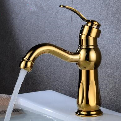Antique Golden Printed Mixer Water Rotatable Bathroom Sink Tap TA0260G - Click Image to Close
