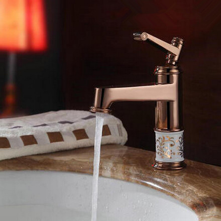 Antique Brass Rose Gold Bathroom Mixer Water Single Handle Sink Tap TA091R - Click Image to Close