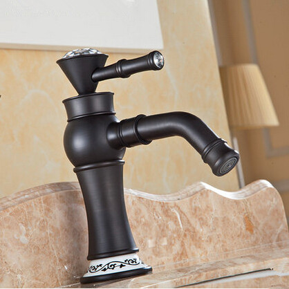 Brass Antique Black Bronze Bathroom Sink Tap Mixer Porcelain Tap TA3055