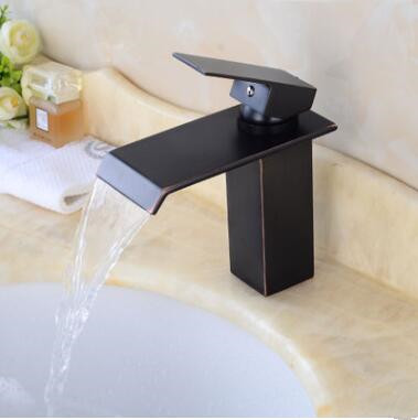 Antique Basin Tap Black Bronze Brass Waterfall Bathroom Sink Tap TB0140