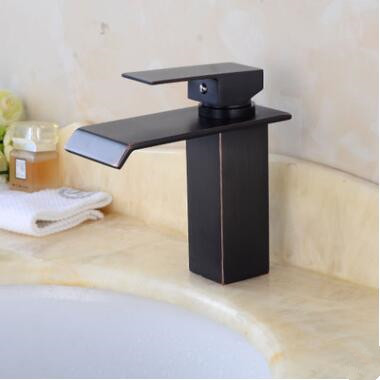 Antique Basin Tap Black Bronze Brass Waterfall Bathroom Sink Tap TB0140 - Click Image to Close