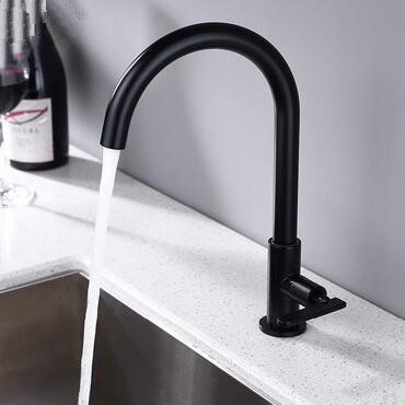 Brass Matt Black Finished Cold Water Only Rotatable Laundry Table Tap Kitchen Sink Tap TB0149S