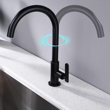 Brass Matt Black Finished Cold Water Only Rotatable Laundry Table Tap Kitchen Sink Tap TB0149S