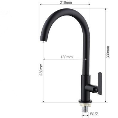 Brass Matt Black Finished Cold Water Only Rotatable Laundry Table Tap Kitchen Sink Tap TB0149S - Click Image to Close