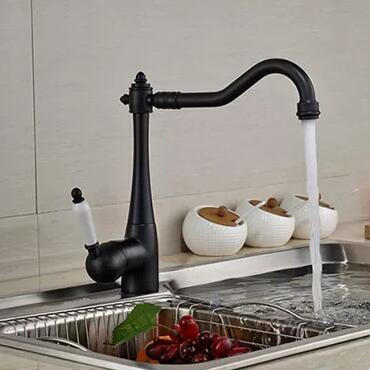 Antique Black Bronze Brass Rotatable Mixer Water Kitchen Sink Tap TB0228 - Click Image to Close