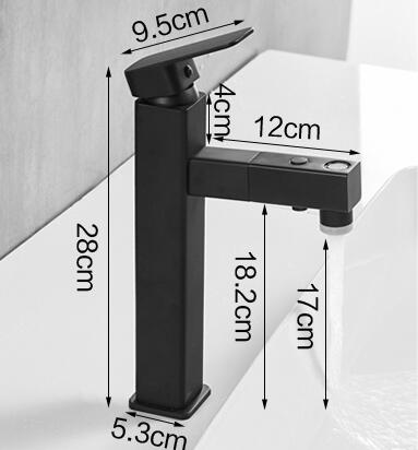 Antique Black Brass Rotatable Pull Out Mixer Tap Bathroom Sink Tap TB0234H - Click Image to Close
