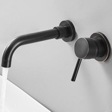 Antique Black Bronze Brass Concealed Installation Wall Mounted Bathroom Sink Tap TB0255 - Click Image to Close