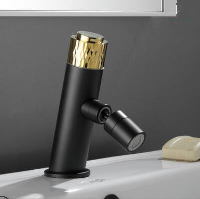 Bathroom Basin Tap Brass Black Art Designed Rotatable Spout Mixer Sink Tap TB0258S - Click Image to Close