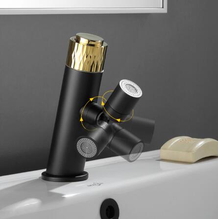 Bathroom Basin Tap Brass Black Art Designed Rotatable Spout Mixer Sink Tap TB0258S - Click Image to Close